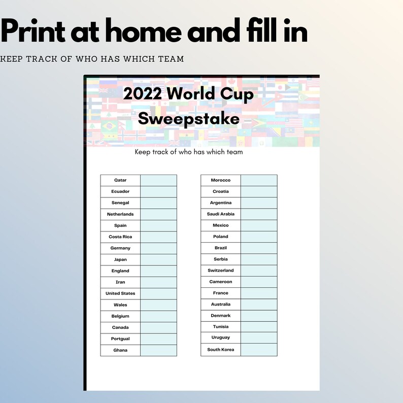 Buy 2022 World Cup Sweep Stake Football Sweepstake Kit Family Online in
