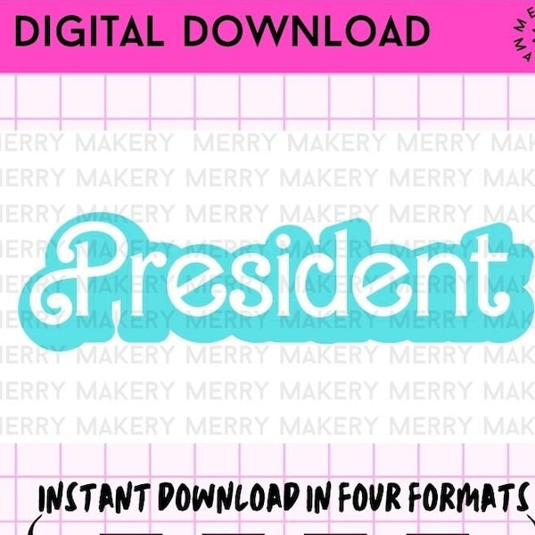 president barbi svg png jpf pdf | blue turquoise clipart digital instant download