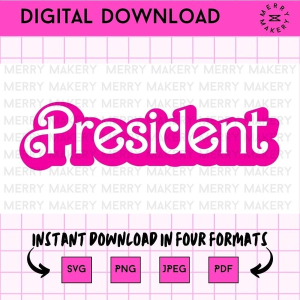 president barbi  svg png jpf pdf | pink clipart digital instant download