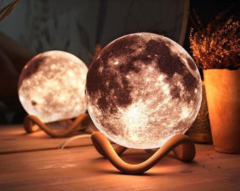 Moon Lamp Bedside Moon Lamp Moon Night Light Desk Lamp Lithophane 3D Print Moon Lamp Modern Decor Lamp