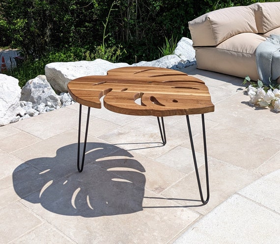 Monstera Table Boho Coffee Table Plant Side Table Monstera Leaf