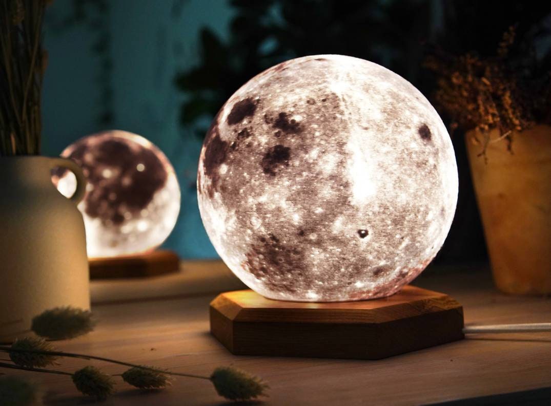 Mondlampe Nachttisch Mondlampe Mond Nachtlicht Schreibtischlampe Lithophane  3D Druck Mondlampe Modern Decor Lamp - .de