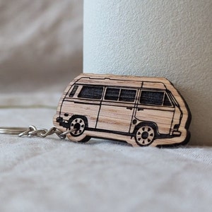 VW T3 key ring made of wood Personalized Bulli gift camping VW T3 key ring wood - personalisable