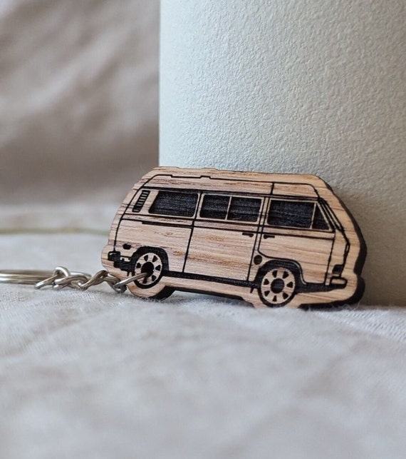 VW T3 Schlüsselanhänger aus Holz Personalisiert Bulli Geschenk Camping VW T3  Schlüsselanhänger Holz personalisierbar - .de