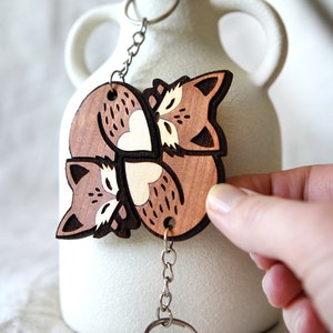 Matching Fox Keychains - Matching Keychains - Personalized Anniversary Gift, Cute Couples Keyring, Unique Animal Lover Gift