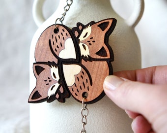 Fox paar sleutelhanger paar hanger paar cadeau fox hanger romantisch paar sleutelhanger in elkaar grijpende hanger