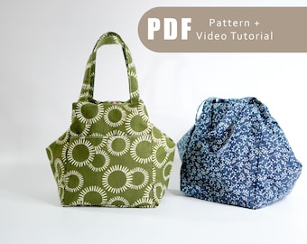 Schnittmuster für Kimono Handtasche | PDF Schnittmuster + Anleitung + Videoanleitung | Japanisches Taschenmuster