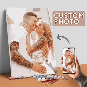 Custom Paint by Numbers Kit | Paint Your Photo | DIY Paint by Numbers Set | Gift for Couples | Gift for Boyfriend Girlfriend | Custom Gift