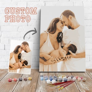 Family Portrait Paint | Custom Paint by Numbers Kit | Paint Your Photo | DIY Paint by Numbers Set | Gift for Couples | Gift for Wife Husband