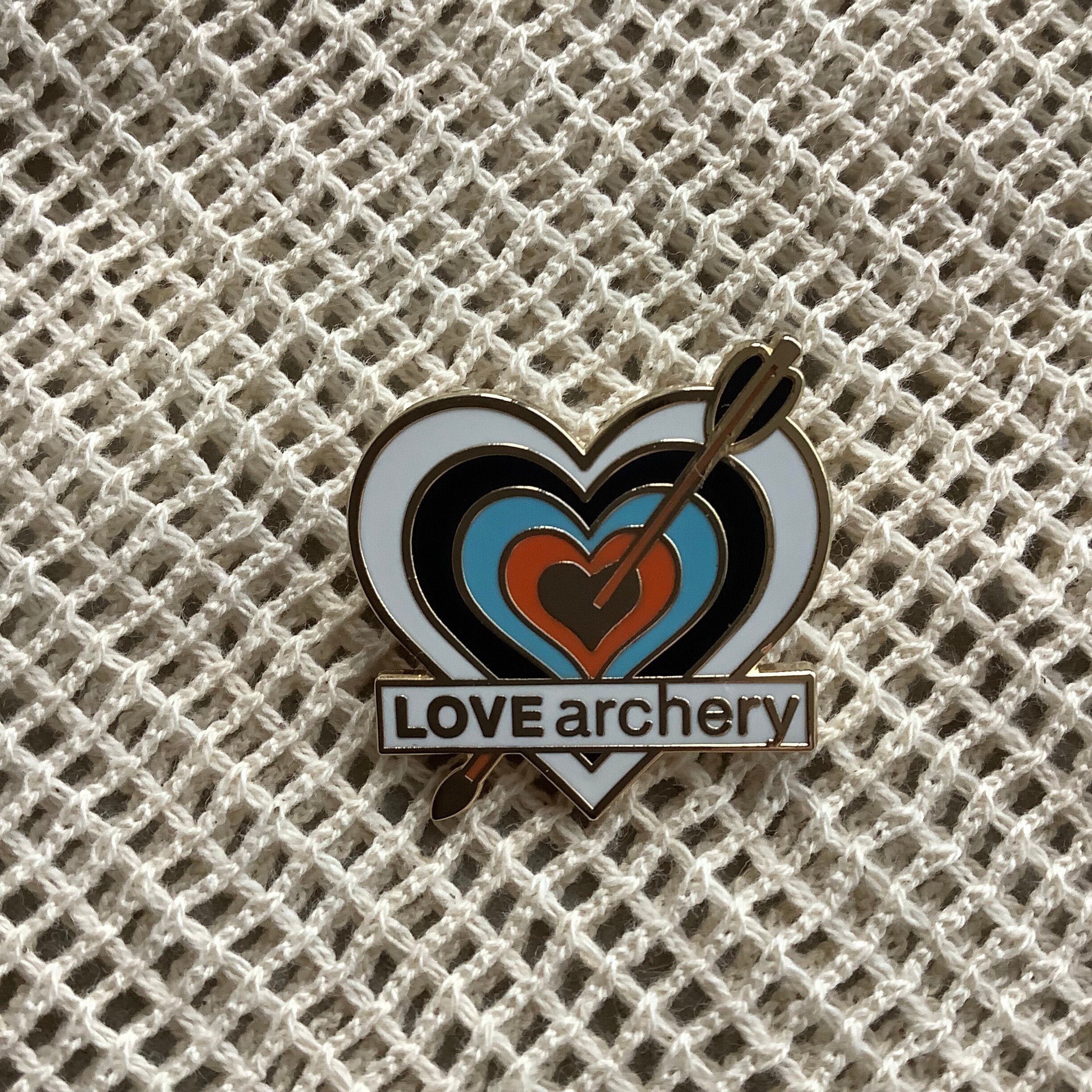 Love Archery pin badge - various background colours