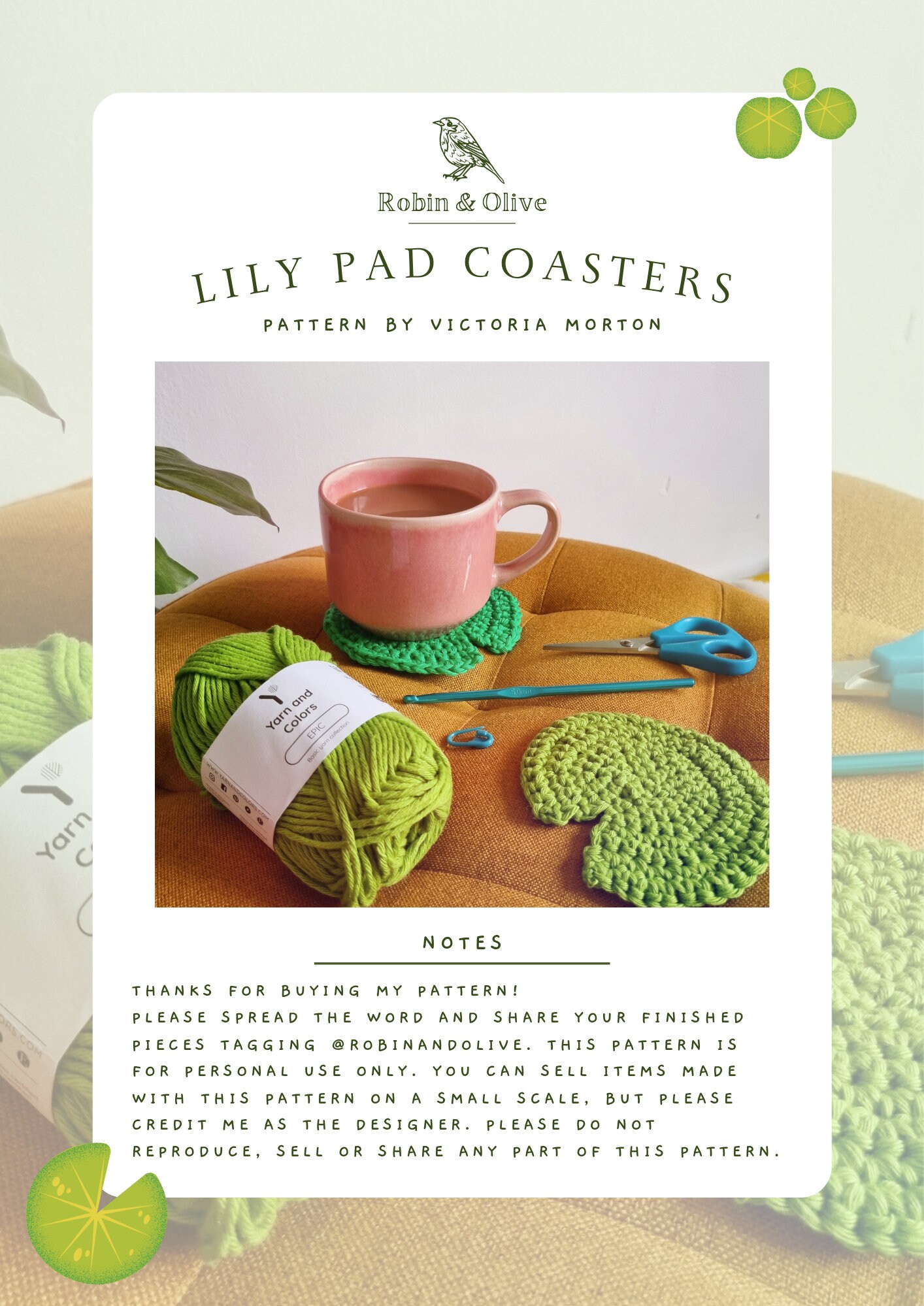 Lily Pad Coasters Crochet Pattern | Beginner Friendly | Digital