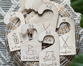 Golf Nursery Closet Dividers, Wooden Baby Closet Hangers, Golf Themed Nursery, Personalized Baby Shower Gift, Vintage Golf Nursery