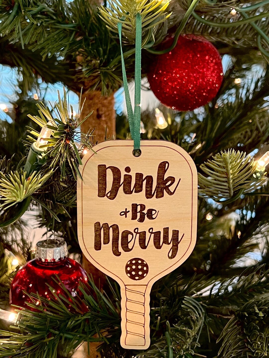 Pickleball Ornament Pickleball Gift Dink & Be Merry Ornament Pickleball