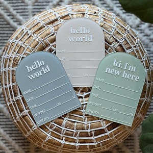 Personalized Hello World Baby Stat Sign, Acrylic Hospital Birth Stat Sign, Birth Announcement, Newborn Photo Prop, Baby Keepsake Gift