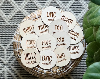 Baby Monthly Milestone Discs, Acrylic Monthly Milestone Markers, Baby Photo Prop Set, Personalized Baby Shower Gift, Baby Keepsake