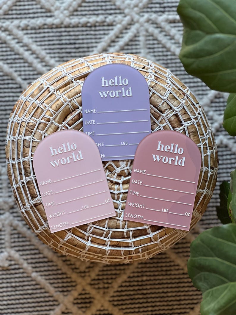 Personalized Hello World Baby Stat Sign, Acrylic Hospital Birth Stat Sign, Birth Announcement, Newborn Photo Prop, Baby Keepsake Gift image 8