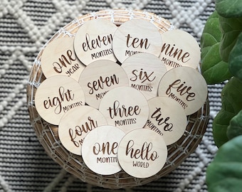 Baby Monthly Milestone Discs, Acrylic Monthly Milestone Markers, Baby Photo Prop Set, Personalized Baby Shower Gift, Baby Keepsake