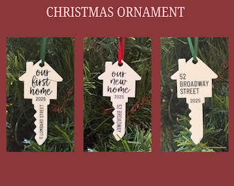 Personalized House Key Christmas Ornament, Our First Home Christmas Ornament, New Homeowner Christmas Gift, Custom Holiday Ornament