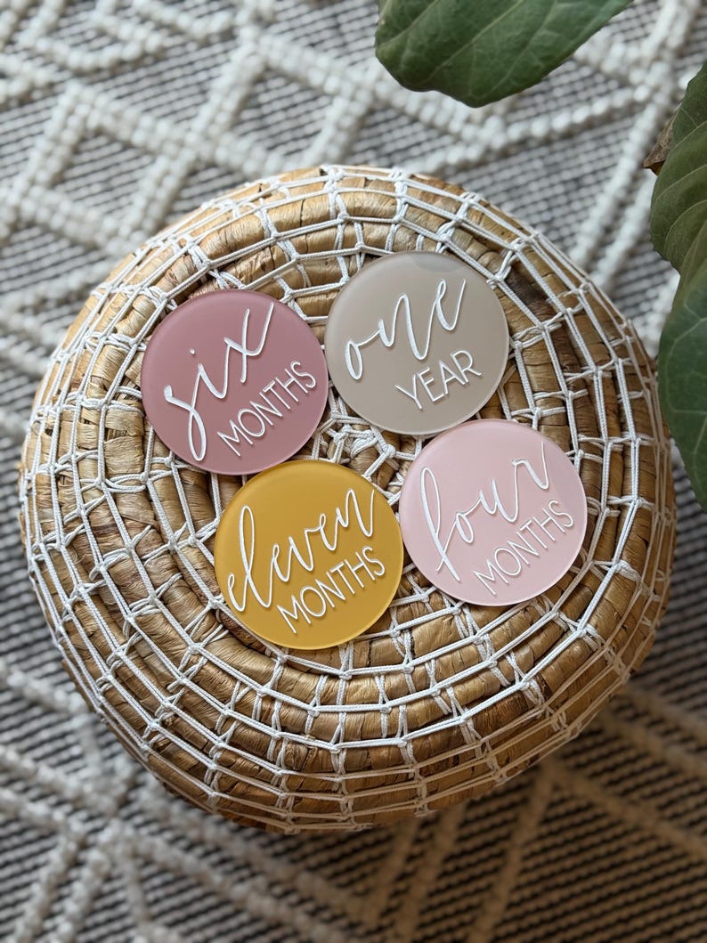 Acrylic Baby Monthly Milestone Discs, Round Monthly Milestone Markers ...