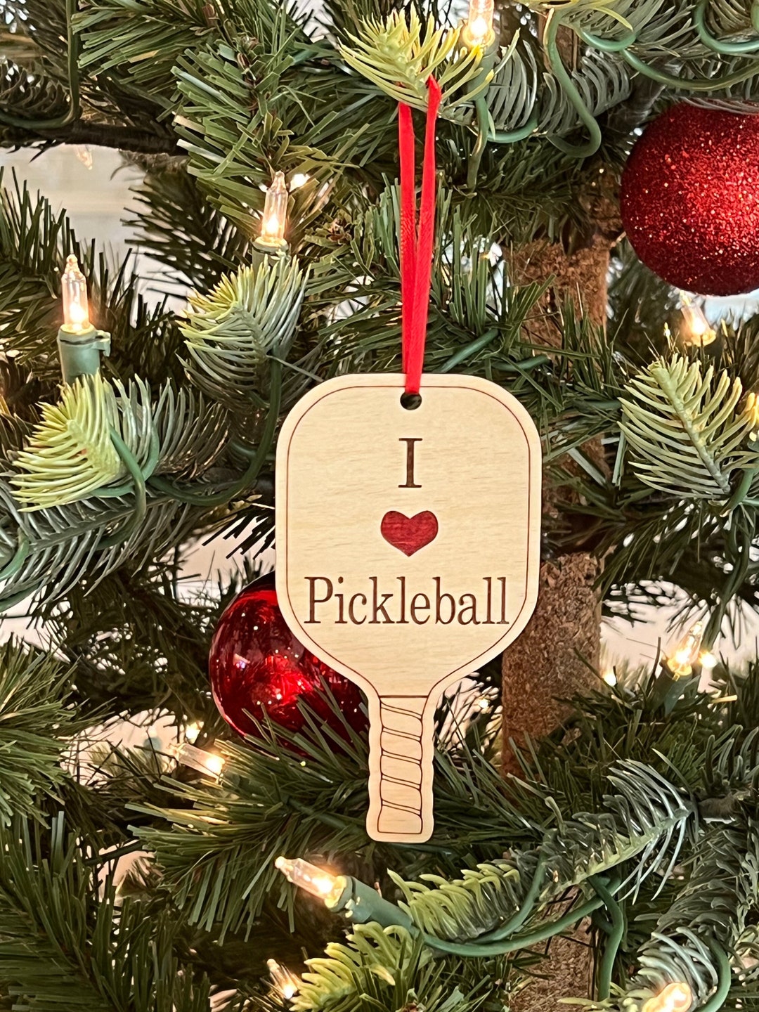 Pickleball Ornament Pickleball Gift Pickleball Paddle Ornament I Love