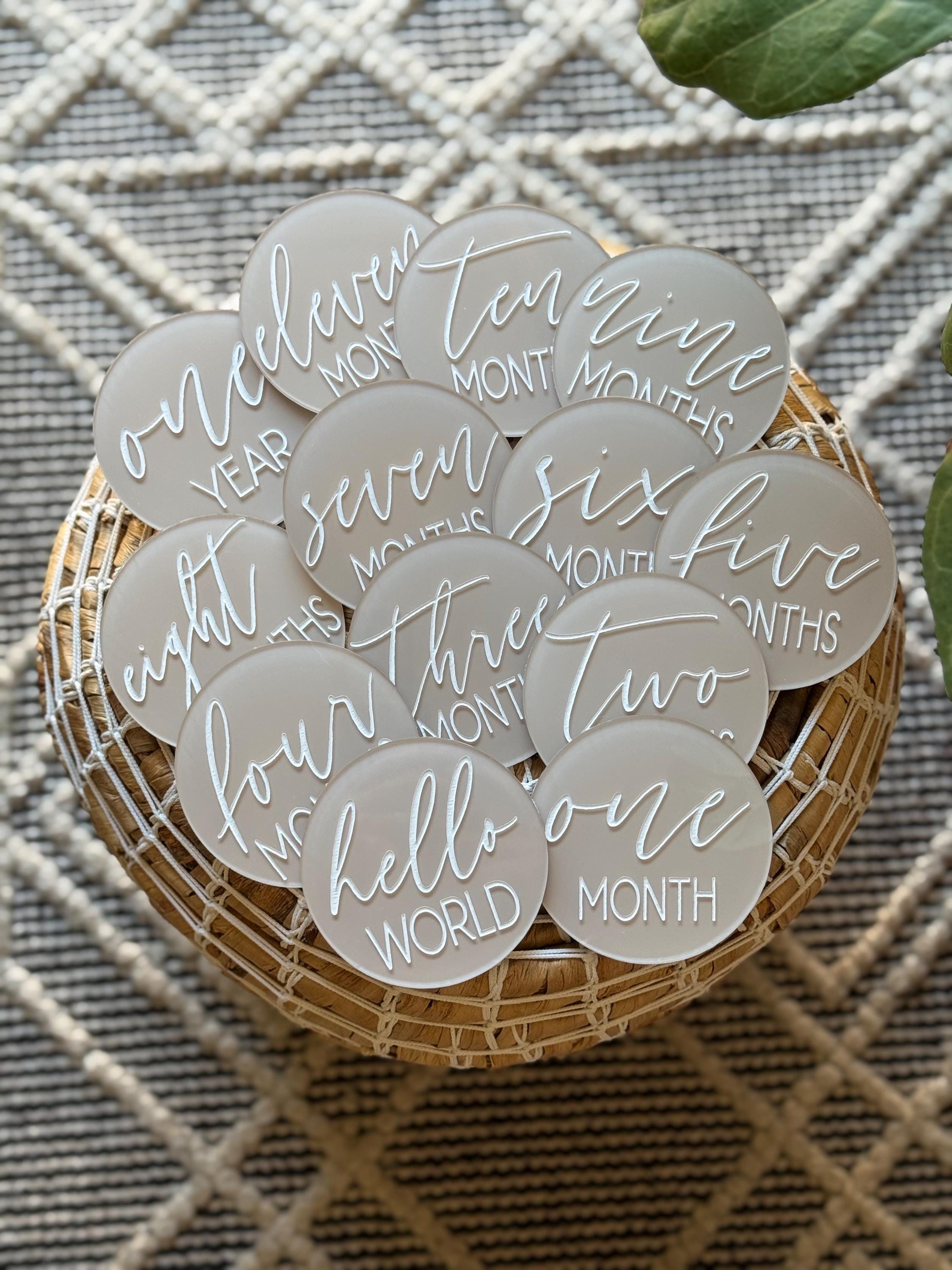 Acrylic Baby Monthly Milestone Discs, Round Monthly Milestone Markers ...