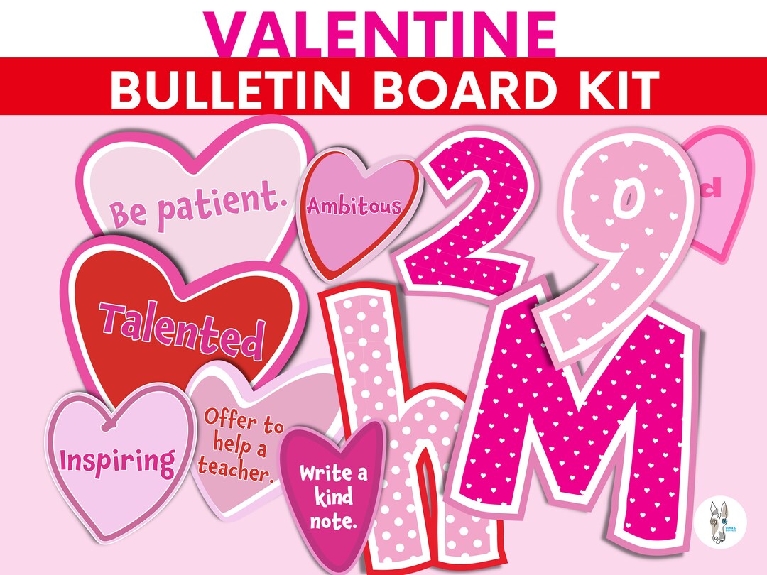 Valentine's Day Bulletin Board Kit: Heart Cutouts & Multi-style ...