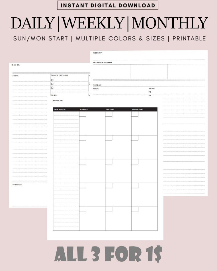 Editable to Do Schedule Printable Daily Weekly Monthly - Etsy