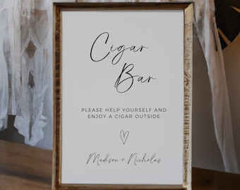 Minimalist Wedding Cigar Bar Sign, Fully  Editable Template, Boho Wedding Sign, Open Cigar Bar, Please Take One Sign, Digital Download