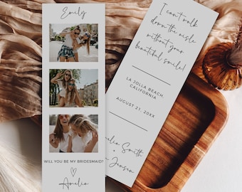 Photo Strip Bridesmaid Proposal, Unique Bridesmaid Proposal Card Template, Will You Be My Bridesmaid, Maid Of Honor Proposal, Canva Template