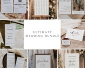 Minimalist Wedding Reception Bundle, Fully Editable Templates, Wedding Stationary, Invitation Suite, Editable In Canva, Ceremony Decoration