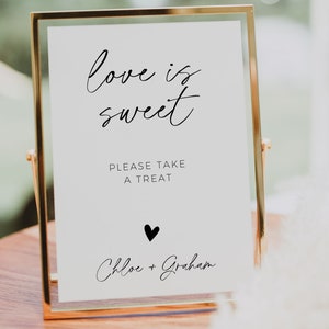 Love Is Sweet Sign Template, Editable Please Take A Treat Sign, Minimalist Wedding Dessert Table Sign, Modern Wedding Favor Sign Printable