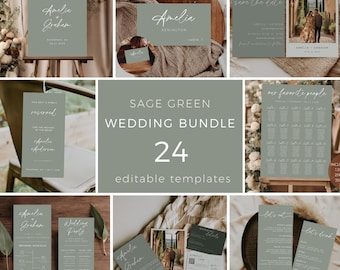 Può includere: Set di cancelleria per matrimoni verde salvia con 24 modelli modificabili. Il set include un cartello di benvenuto, un biglietto di salvataggio della data, un cartello riservato, un programma di nozze, un piano di posti a sedere e altro ancora.