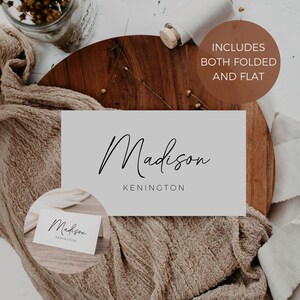Minimalistische plaatskaartsjabloon, volledig bewerkbare DIY-canvasjabloon, moderne naamkaartjes, direct downloaden, afdrukbaar boho-huwelijksbriefpapier