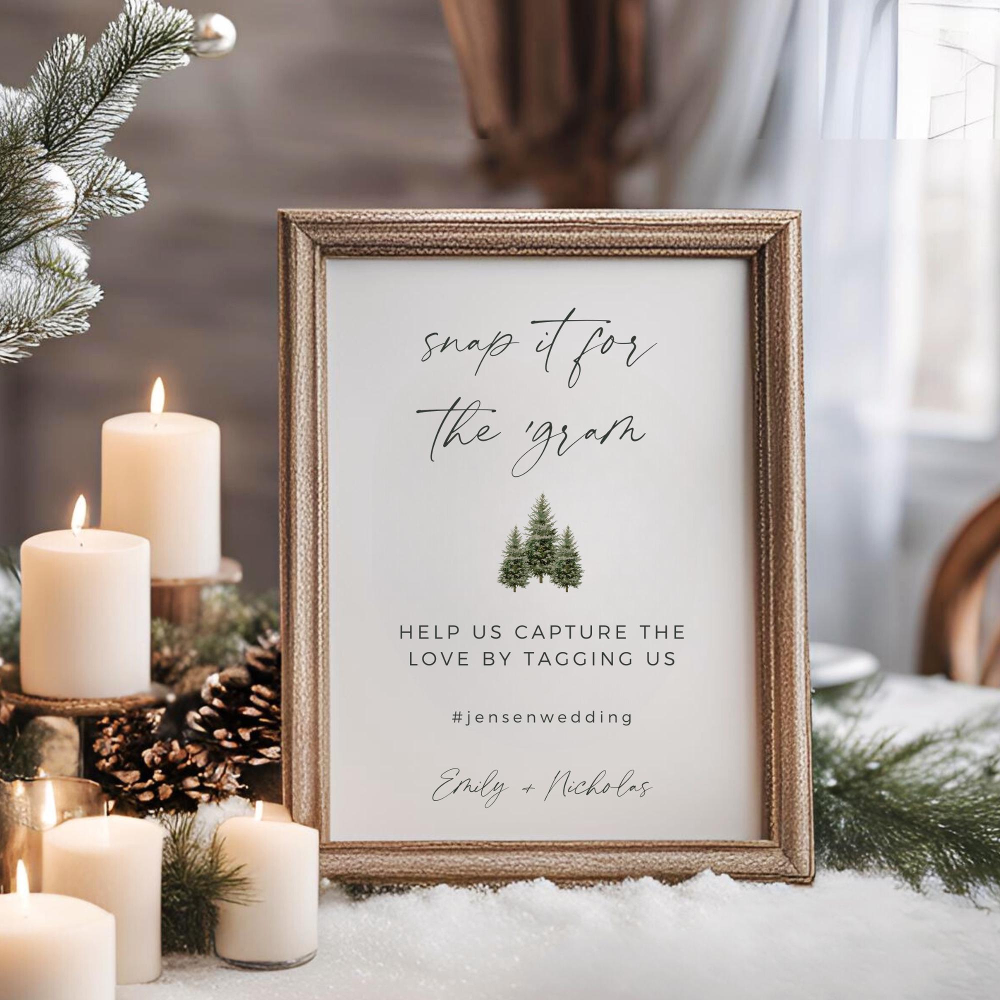 Pine Tree Winter Social Media Sign, Fully Editable Canva Template ...
