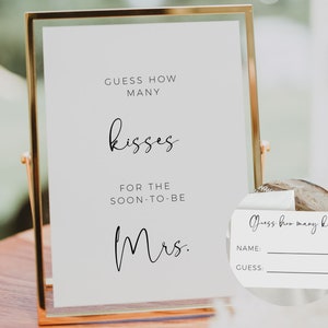 How Many Kisses In The Jar Sign, The Soon To Be Mrs, Printable Bridal Shower Sign, Editable Template, Hen Party Game Set, Edit In Canva