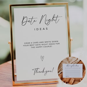 Juego de ideas minimalistas para una cita nocturna, plantilla editable, tarjetas para una cita nocturna, letrero de boda boho, actividad para la despedida de soltera, juego imprimible