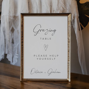 Minimalist Grazing Table Sign, Wedding Dessert Table Sign Template, Boho Wedding Sign, Digital Download, Editable In Canva, Printable Sign