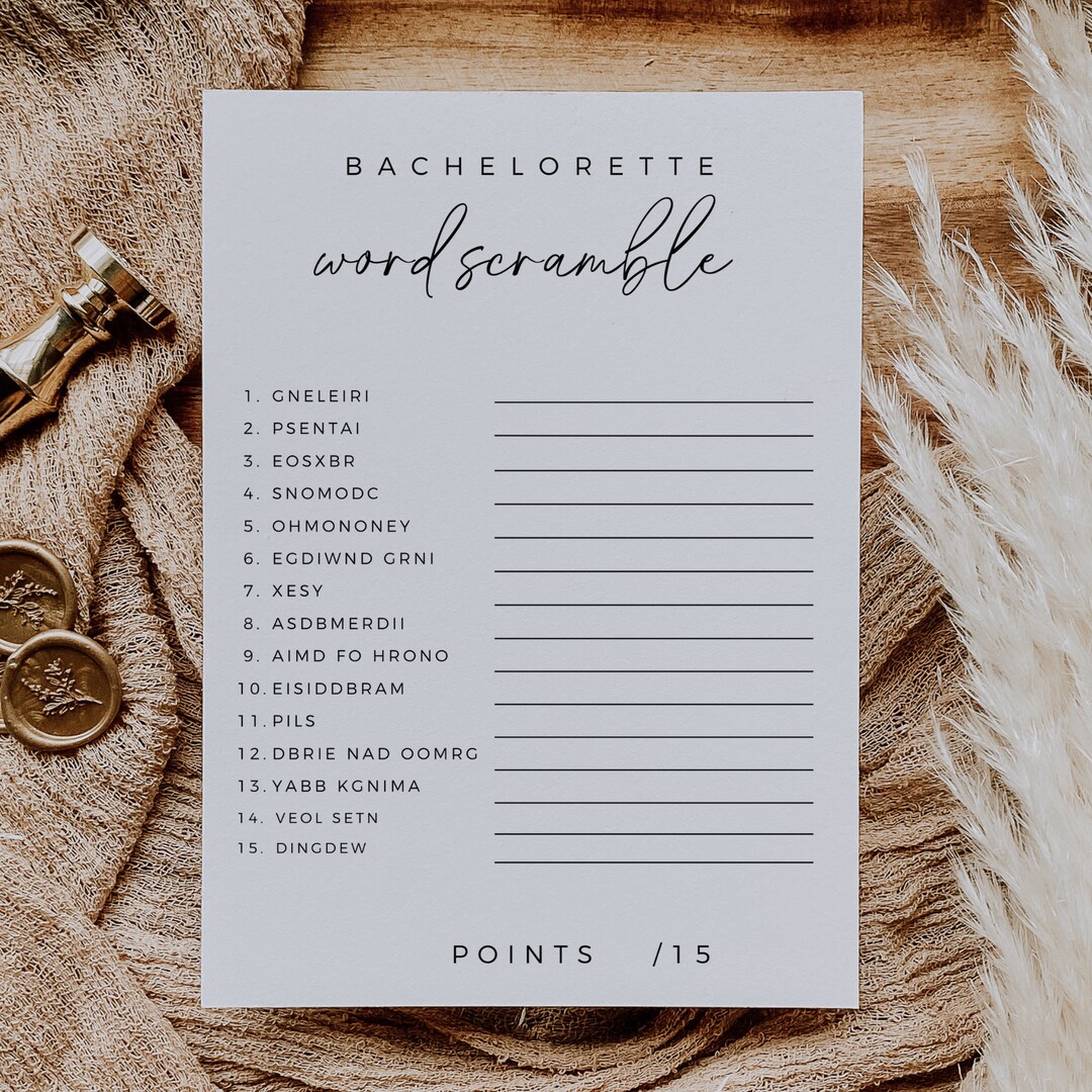 Bachelorette Word Scramble Game, Fully Editable Template, Bachelorette ...