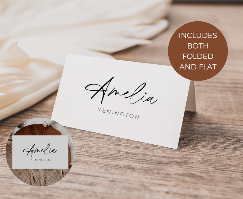 Name Card Template, Bohemian Wedding Place Card Template, Printable Name Cards, Modern Minimalist Place Card Template, Instant Download image 1