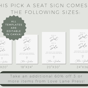 Pick A Seat Not A Side, Modern Minimalist, Wedding Ceremony Welcome ...