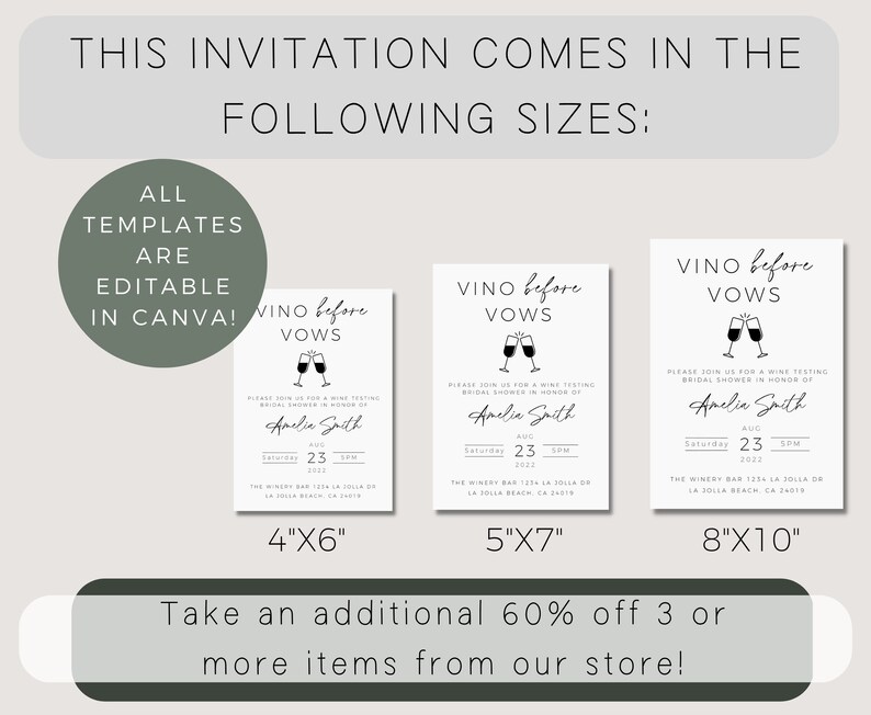 Vino Before Vows Invitation Template, Wine Bridal Shower Invitation, Wine Tasting Bridal Shower Party Invite, Minimalist Vino Before Vows image 3