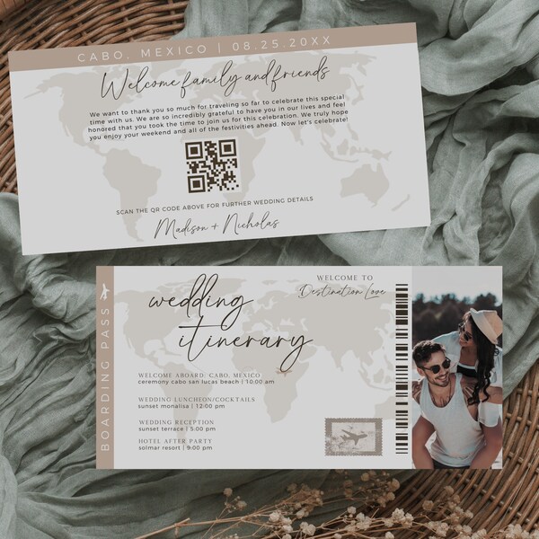 Destination Wedding Itinerary, Boarding Pass Template, Wedding Welcome Bag Note, Wedding Timeline, Travel Theme Wedding, Wedding Schedule