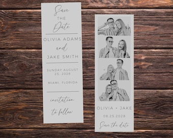 Photo Strip Save The Date, Minimalist Save The Date, Save The Date Template With Photo, Wedding Announcement With Photo, Editable Template