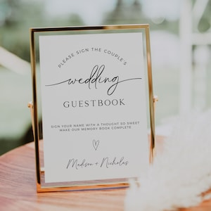 Please Sign Our Guest Book Template, Modern Minimalist Guestbook Table Sign, Wedding Signage, Printable Boho Wedding Sign, Reception Decor