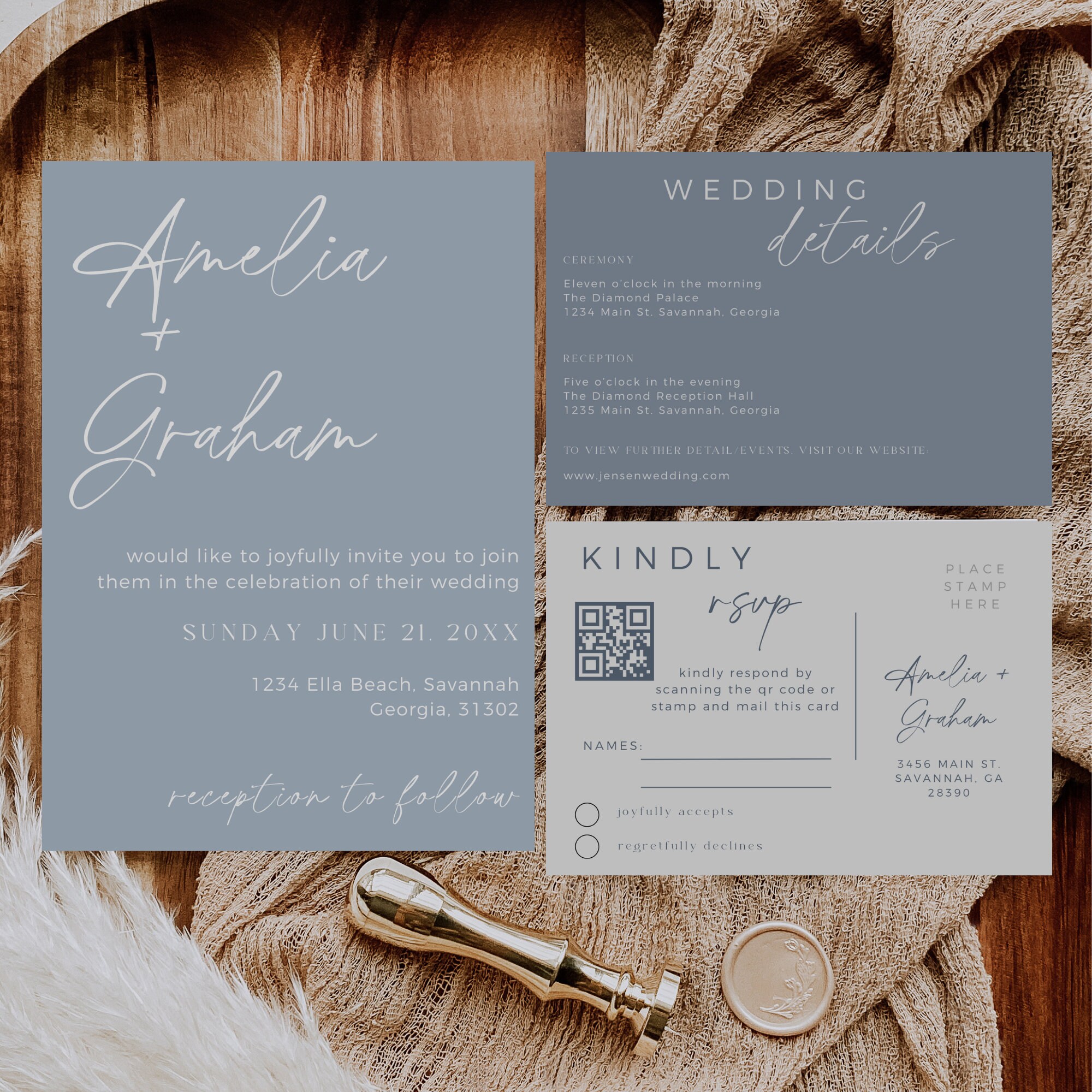 Dusty Blue Wedding Invitation Editable Template Wedding Invitation Dusty Blue Wedding Invitation Editable Template Wedding Invitation