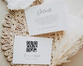 QR Code RSVP, Wedding Details Card, Enclosure Card Template, Modern Wedding Invitation Insert, QR Code, Instant Download, Editable Template