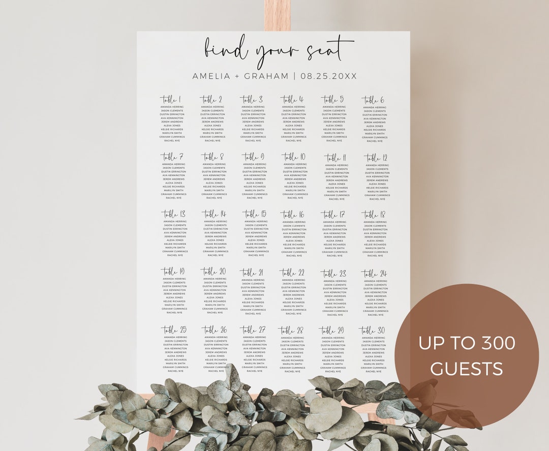 Wedding Seating Chart Template, Modern Minimalist, Find Your Seat Sign