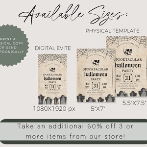 Adult Halloween Costume Party Invitation, Editable Template, Vintage Halloween Stationery, Edit In Canva, Printable Custom Invitation image 4