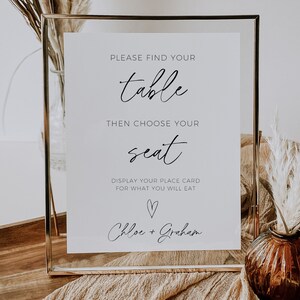 Find Your Seat Sign, Printable Wedding Seating Sign Minimalist Place ...