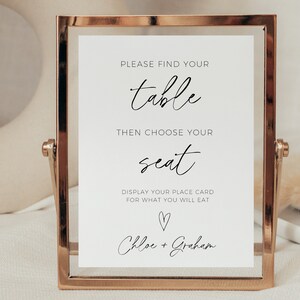 Find Your Seat Sign, Printable Wedding Seating Sign Minimalist Place Card Sign, Wedding Decor For Table Centerpiece, Editable Template image 3